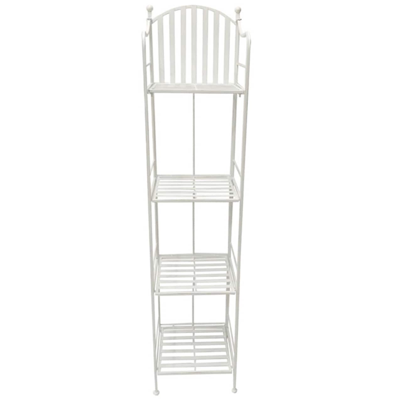 Santa's Workshop 60" Antique White Iron 4-Tier Shelf